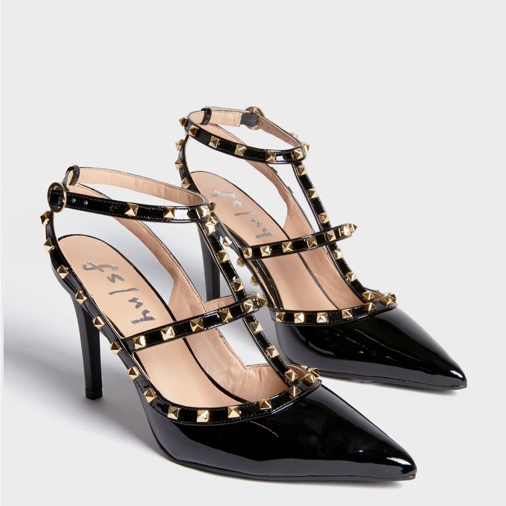 Black Elodie Studded Heels by French Sole. Worn once. Like new condition.